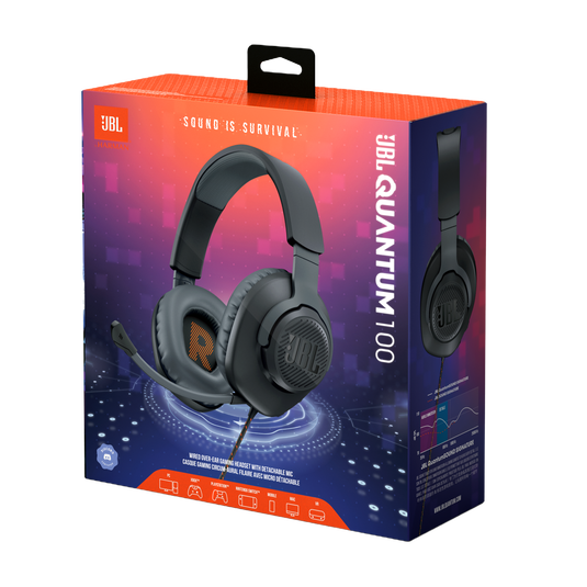 JBL Quantum 100 | 着脱可能マイク付オーバーイヤーゲーミングヘッドセット